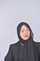 Asian Hijab Woman with Face Expressions and Gestures