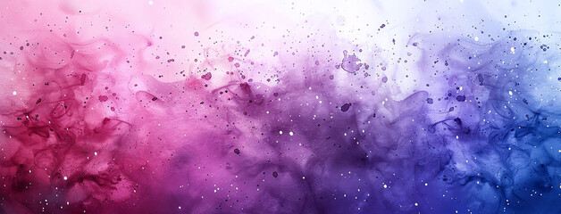 Obraz premium wide horizontal colorful smoke effect background banner with purple pink and and blue color mixed watercolour texture in white background