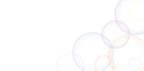 Colorful bubbles. Abstract, Colorful transparent pink, blue and soap bubbles floating in the air. Modern abstract light pink bubble background with circles. Banner pattern with copy space illustration