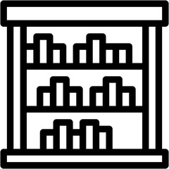 Library, Bookcase, Furniture And Household, Bookshelf, Storage, Education Icon