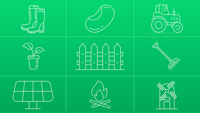 Farm Life Line Icons