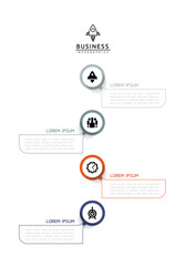 Obraz premium Vector infographic business presentation template with circular interconnection with 4 options.