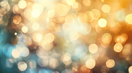 Obraz premium Abstract cream background with blurry festival lights and outdoor celebration bokeh