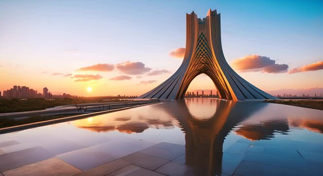 landmark of iran on background
