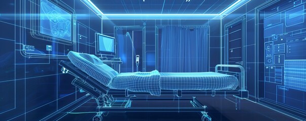 Wireframe hospice care side view displaying patient comfort cybernetic tone Complementary Color Scheme