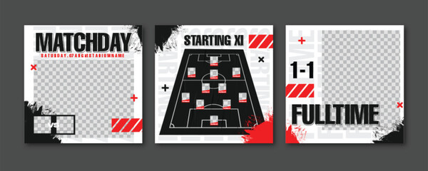 Sport social media post template , Football Match day , Full time , Next match	