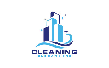 House Building Cleaning company badge, emblem. Vector illustration.