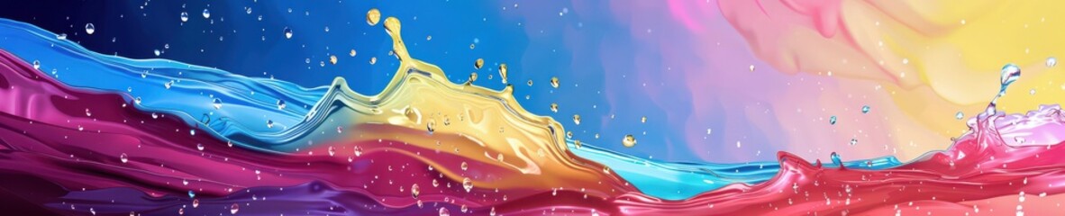 Fototapeta premium A colorful painting of a rainbow with a blue background.
