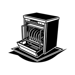 Dishwasher silhouette vector