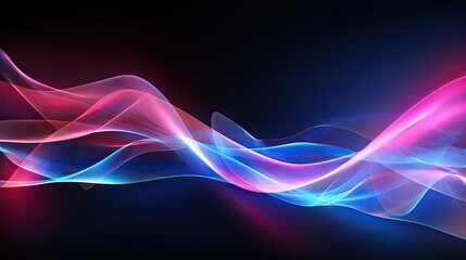 Fototapeta premium abstract background with pink blue glowing neon lines and bokeh lights
