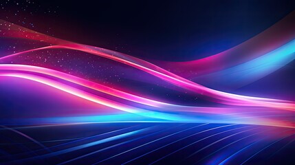 abstract background with pink blue glowing neon lines and bokeh lights
