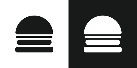 Hamburger flat black and white set icon vector