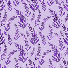 Naklejka premium seamless pattern of delicate lavender sprigs, Generative AI