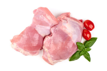 Uncooked Raw Turkey Breasts fillet steaks, isolated on a white background.