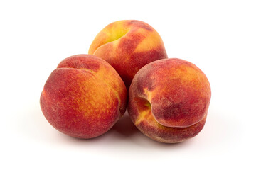 Juicy peaches, isolated on white background.