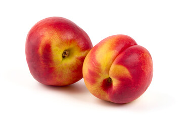 Sweet juicy apricots, ripe nectarines, isolated on white background.