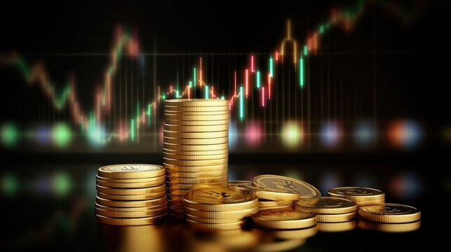 economy coin with money business graph finance chart diagram background