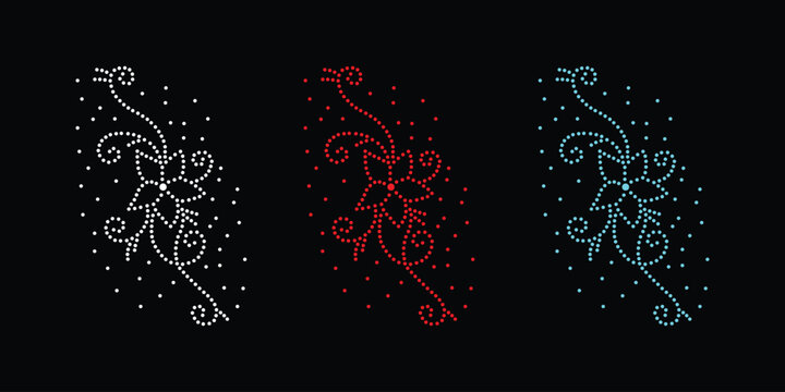 Rhinestone flower vector Design. rhinestone elephant vector design for Illustration of collar neck decoration with rhinestones in the form of a necklace. Flower  Transfer  Rhinestone. 