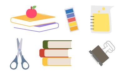 Different stationery for studying vector illustrations set