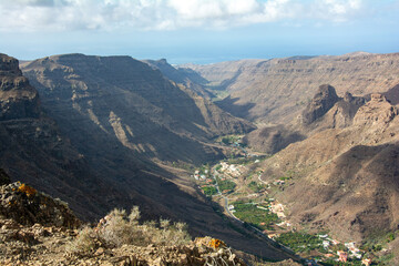 Mountains with a small village in the valley