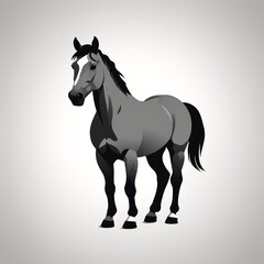 Fototapeta premium Monochrome Vector Icon of a Horse in Greyscale
