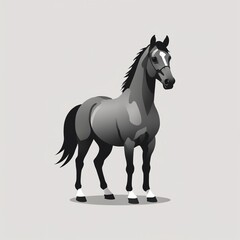 Obraz premium Monochrome Vector Icon of a Horse in Greyscale