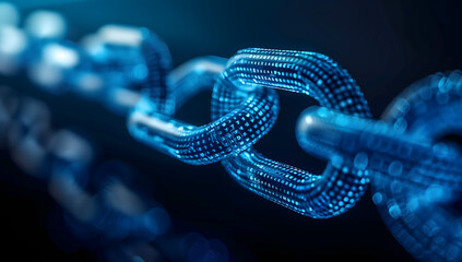 Digital blue chain white dots  symbolizing blockchain technology cyber security futuristic style Network Security Concept.