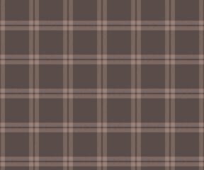 Plaid pattern, brown, seamless for textiles and design clothing, skirts, pants, aprons, tablecloths, blankets or decorative fabrics. Vector illustration.