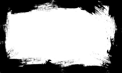 Naklejka premium black brush lines stroke frame border grunge artistic blank space background