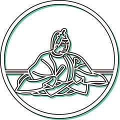 カラーシャドウ円形シンプル百人一首　大納言経信