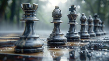 An image of a chessboard with pieces strategically positioned, representing the strategic moves and calculated decisions necessary to outmaneuver competitors 