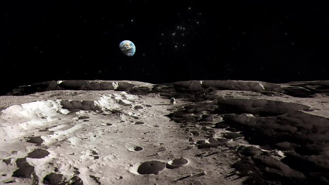 The Eagle Has Landed - Space Capsule on the Lunar Surface Establishing Shot