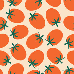 Red tomatoes hand drawn vector illustration. Colorful vegetables seamless pattern for kids fabric or wallpaper.