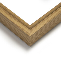 A close up of an art picture frame moulding on a white isolated background