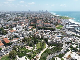 defaultOld City harbor Jaffa city Israel shot from drone