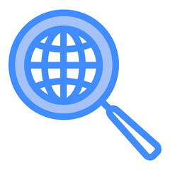 Globe, magnifier glass, search, development Icon