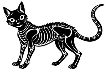 Obraz premium skeleton black cat silhouette vector illustration