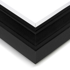 A close up of an art picture frame moulding on a white isolated background