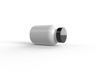 White Plastic pills bottle mockup with black lid