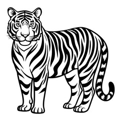 Tiger vector illustration, Tiger silhouette, Tiger vector art