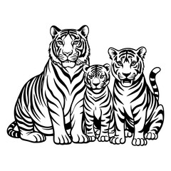 Tiger vector illustration, Tiger silhouette, Tiger vector art