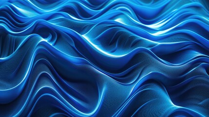 Fototapeta premium Abstract blue neon waves pattern, creating a serene and futuristic digital backdrop