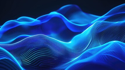 Fototapeta premium Abstract illustration of blue neon waves, perfect for modern and sophisticated digital designs