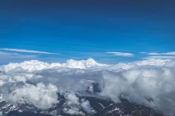 Mountain range view from Aiguille du Midi and Mont Blanc
