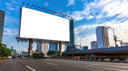 Obraz premium Blank billboard template in a high-traffic area, ready to attract attention to your brand
