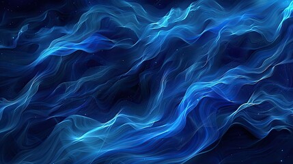 Fototapeta premium Blue neon soft waves background, creating a serene and elegant atmosphere in digital art