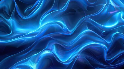 Fototapeta premium Blue neon soft waves design, perfect for creating a calm and elegant atmosphere in digital artwork