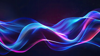 Blue neon soft waves design, perfect for creating an elegant and calming digital atmosphere