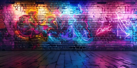 Neon Graffiti Wall with Urban Street Style Backdrop for Youthful Product Displays