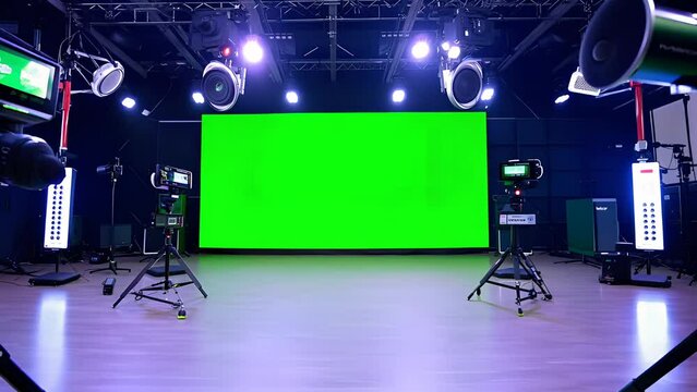 High-end studio with green screen. Zooming in effect